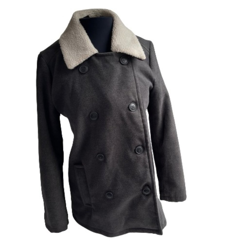 Forever 21 Women’s Winter Coat Charcoal Gray Double Breasted Jacket Size M